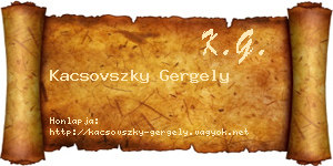 Kacsovszky Gergely névjegykártya